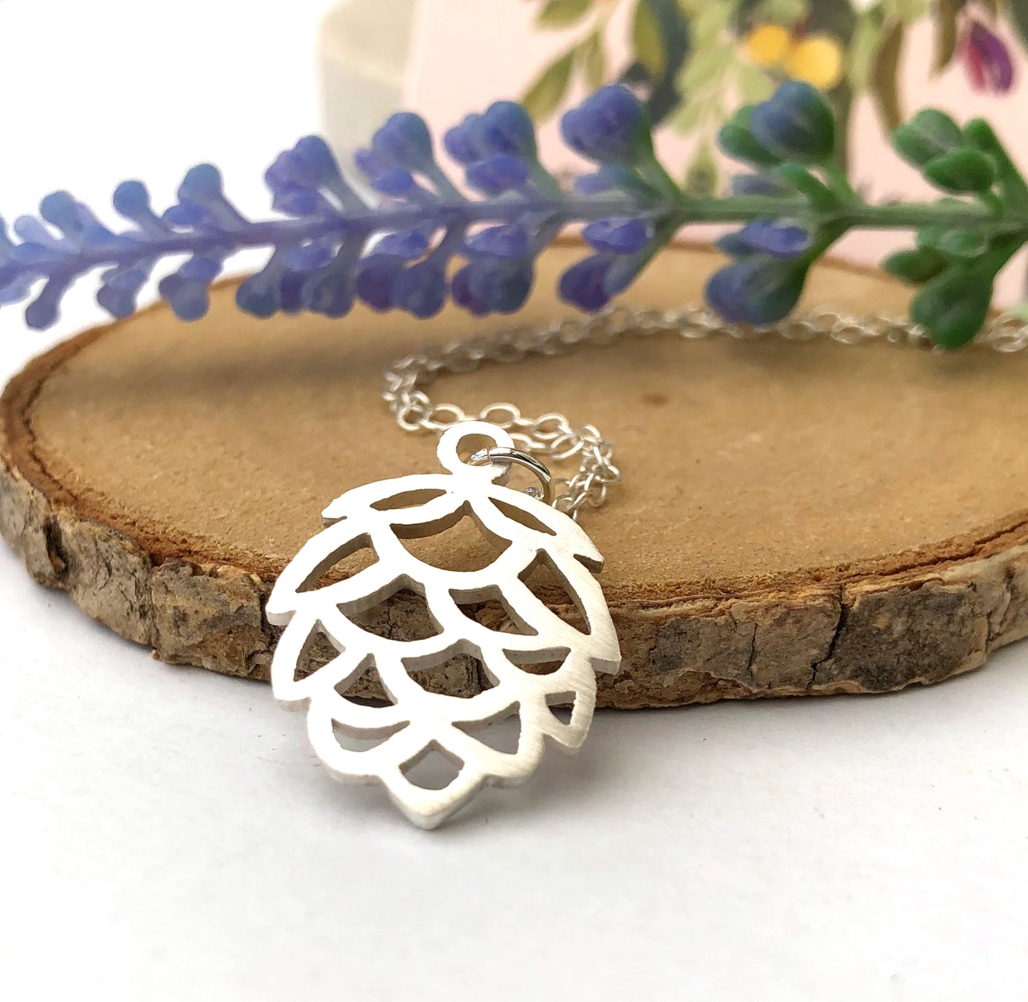 Sterling Silver Pinecone Pendant Necklace, Autumn Jewellery