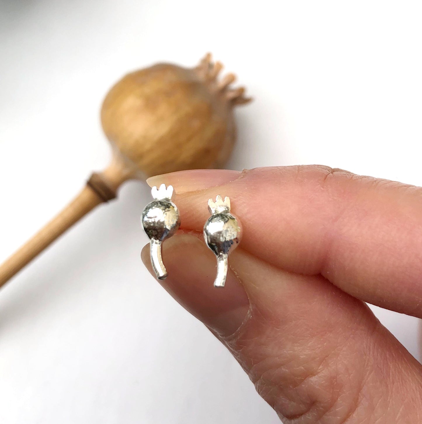 Sterling Silver Poppy Seed Head Earrings