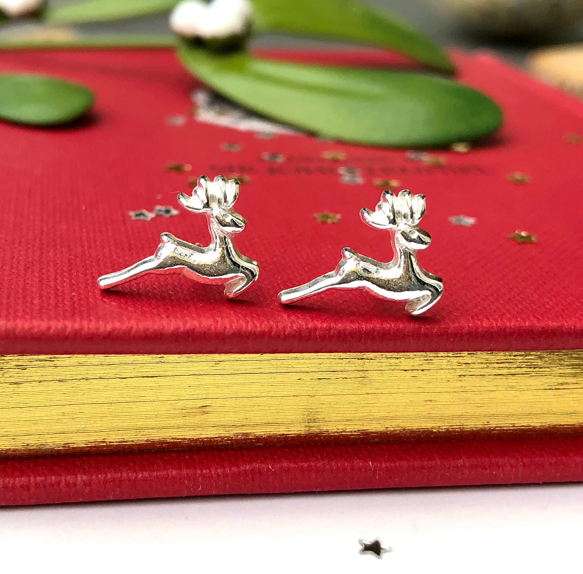 sterling silver reindeer earrings