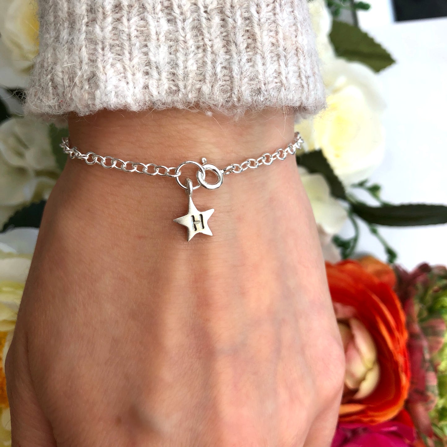 Personalised Sterling Silver Initial Star Necklace