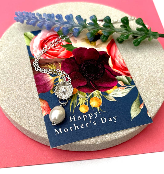 flower and pearl mother's day jewellery