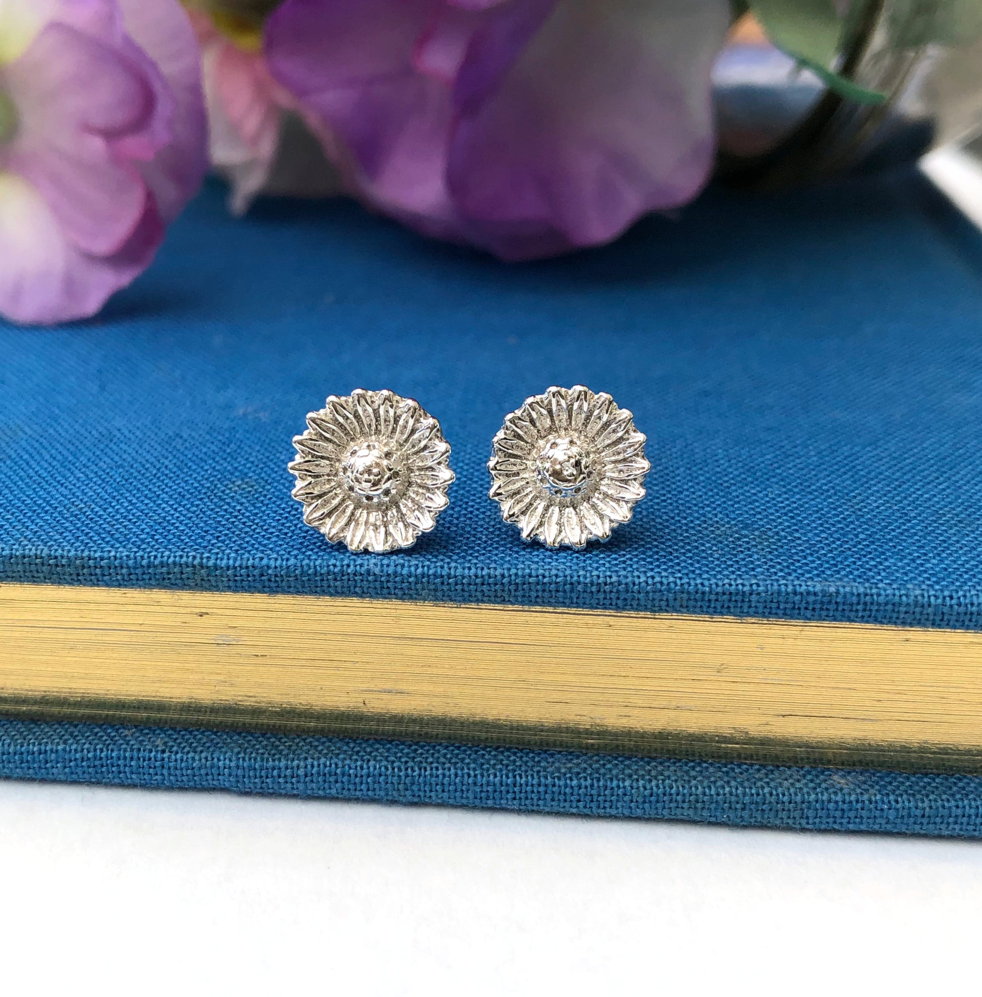 sterling silver sunflower earrings 