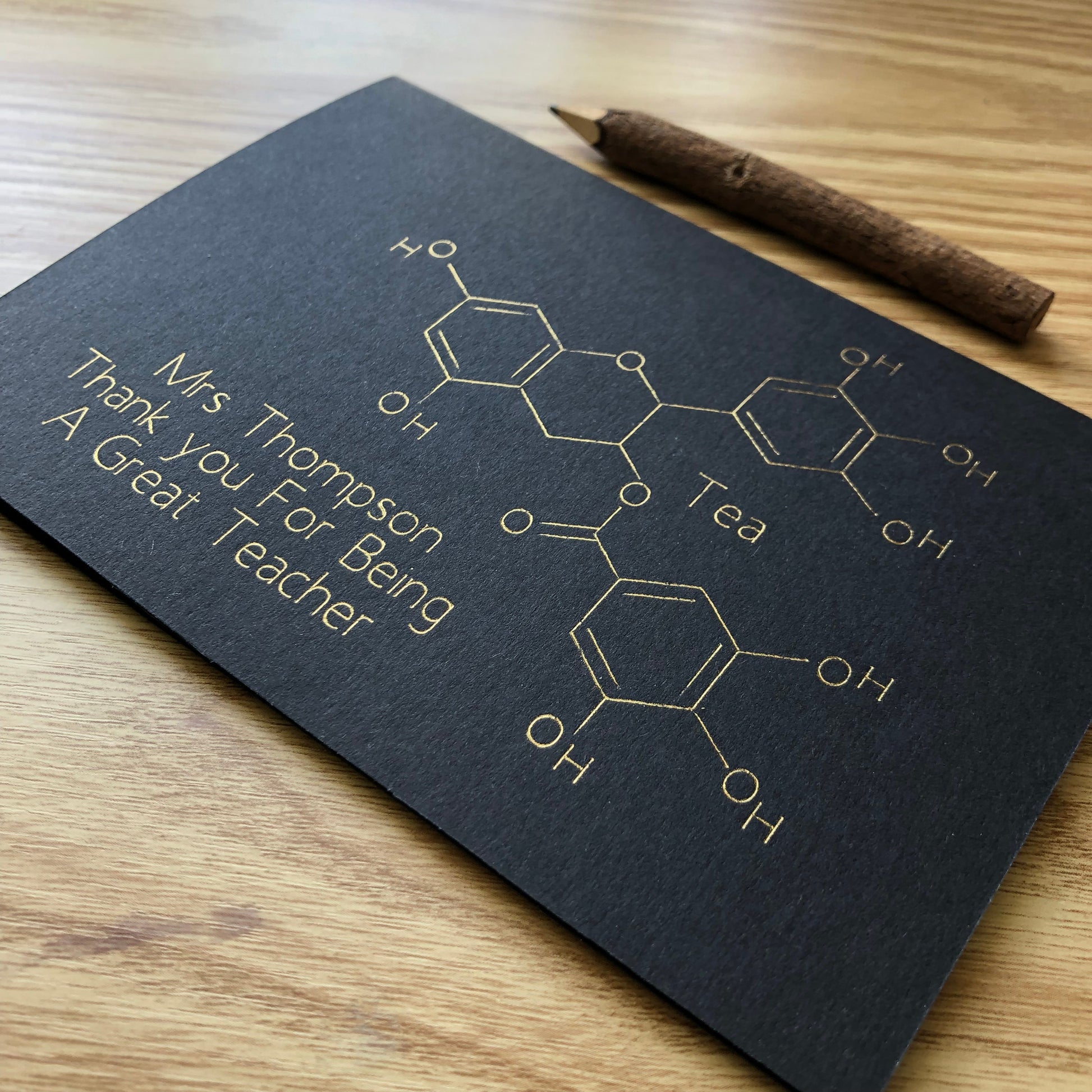 Personalised Tea Molecule Chemistry Gold Foil Card