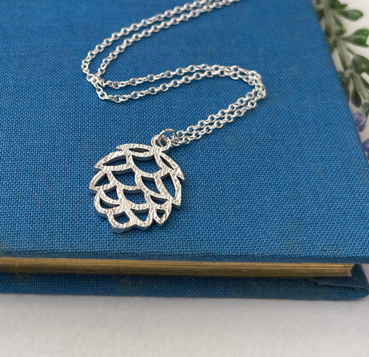 sterling silver textured pine cone necklace 
