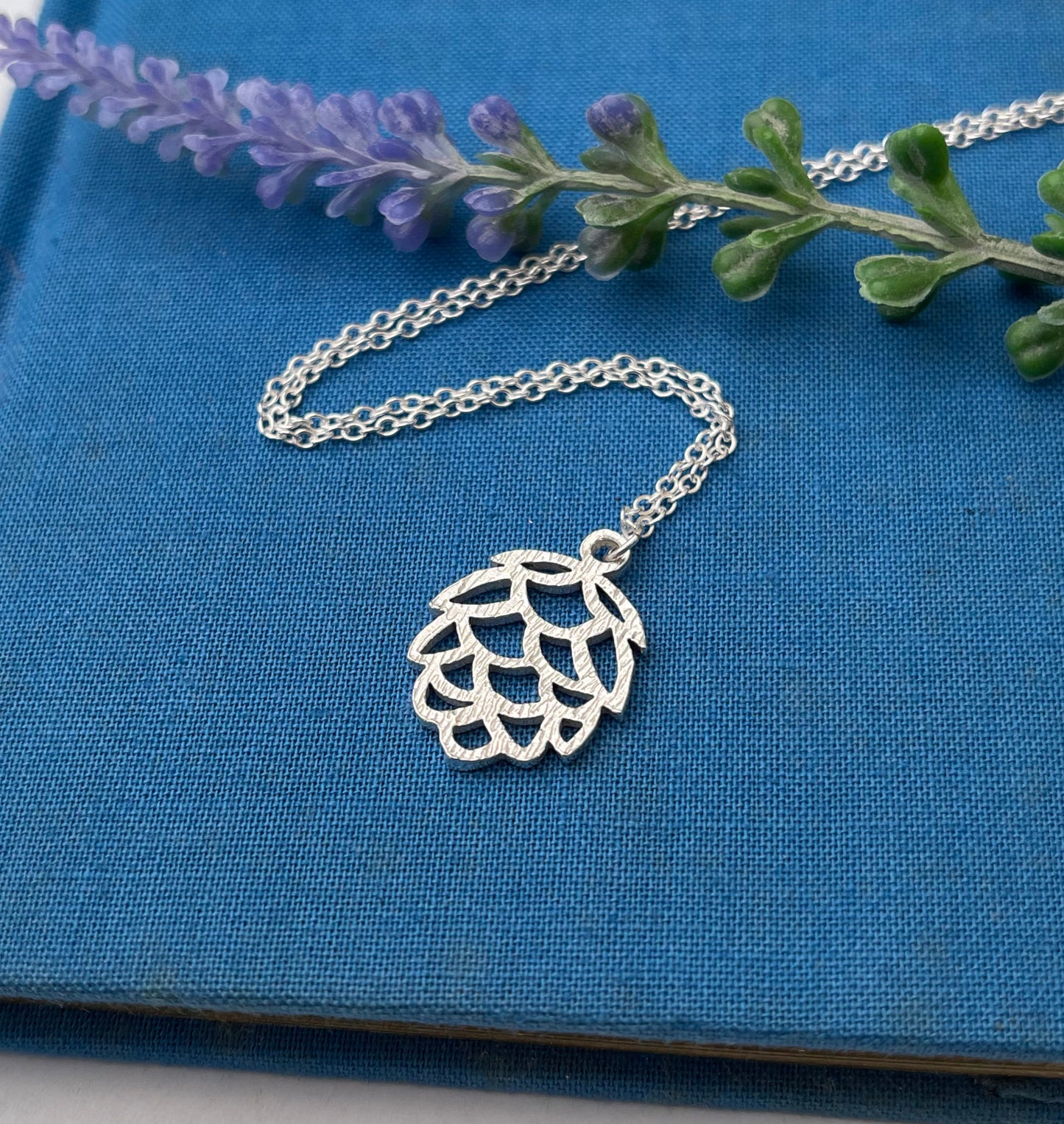 Sterling Silver Textured Pine Cone Necklace
