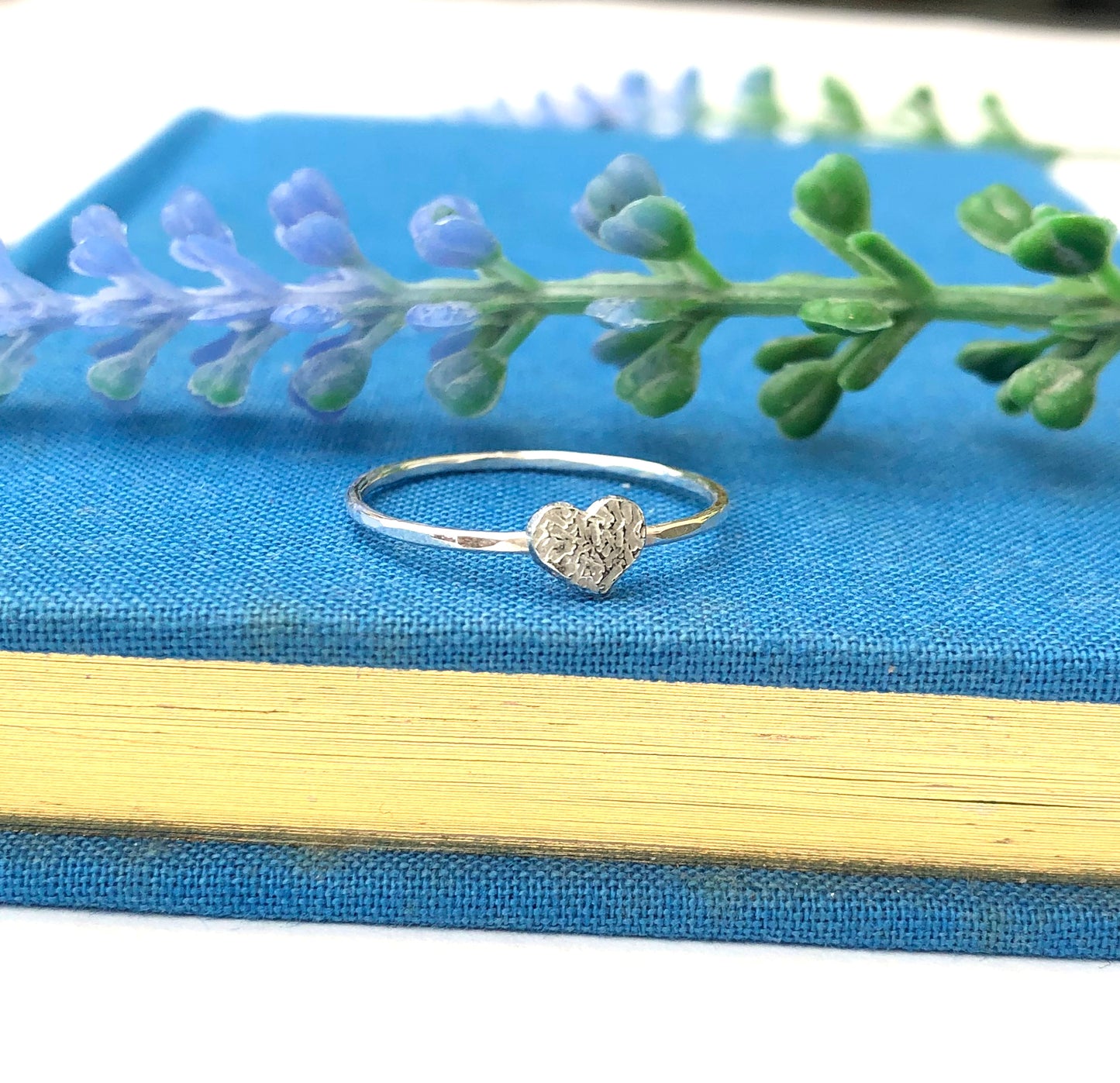 Dainty Sterling Silver Mini Textured Heart Ring