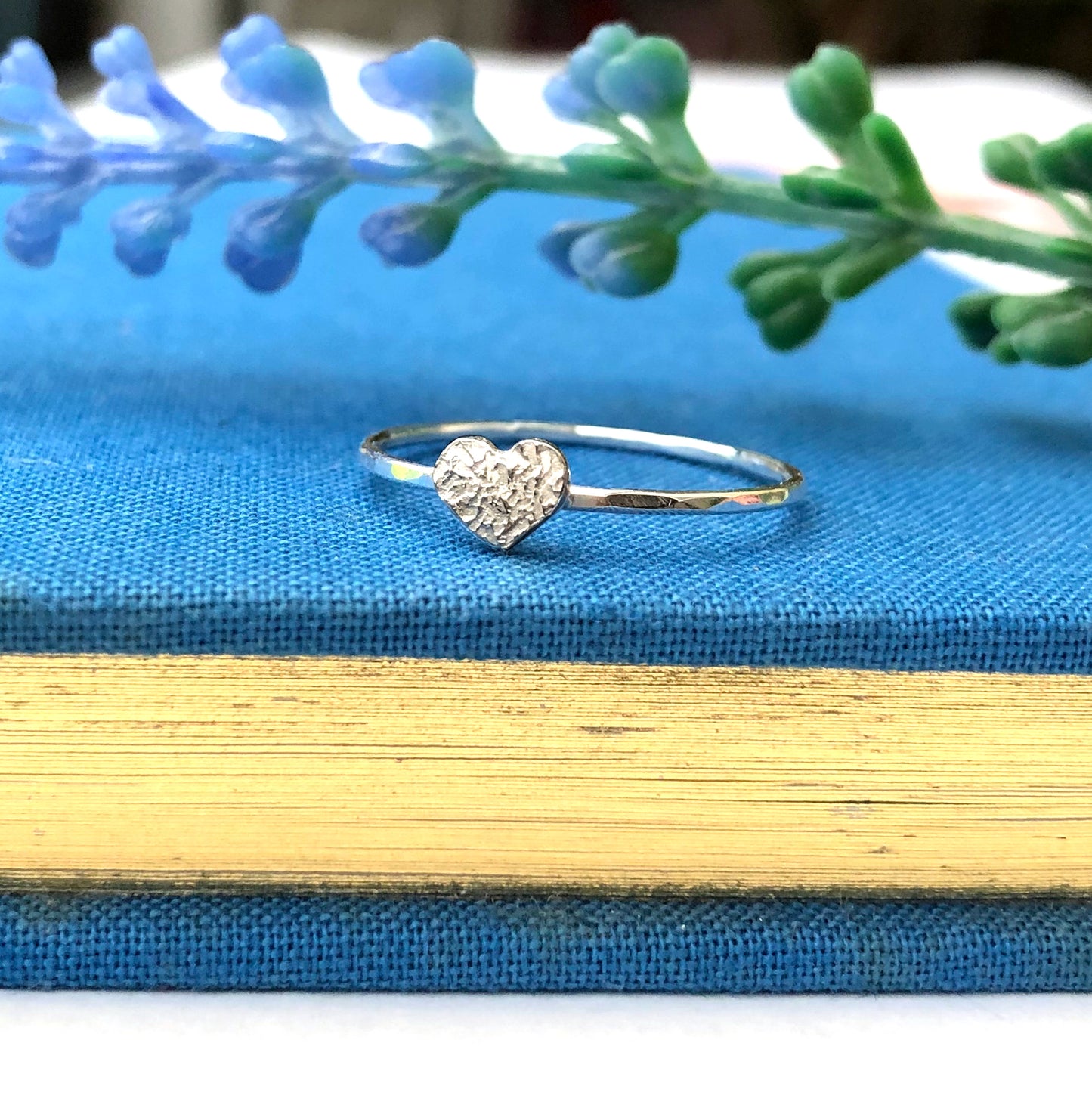 Dainty Sterling Silver Mini Textured Heart Ring