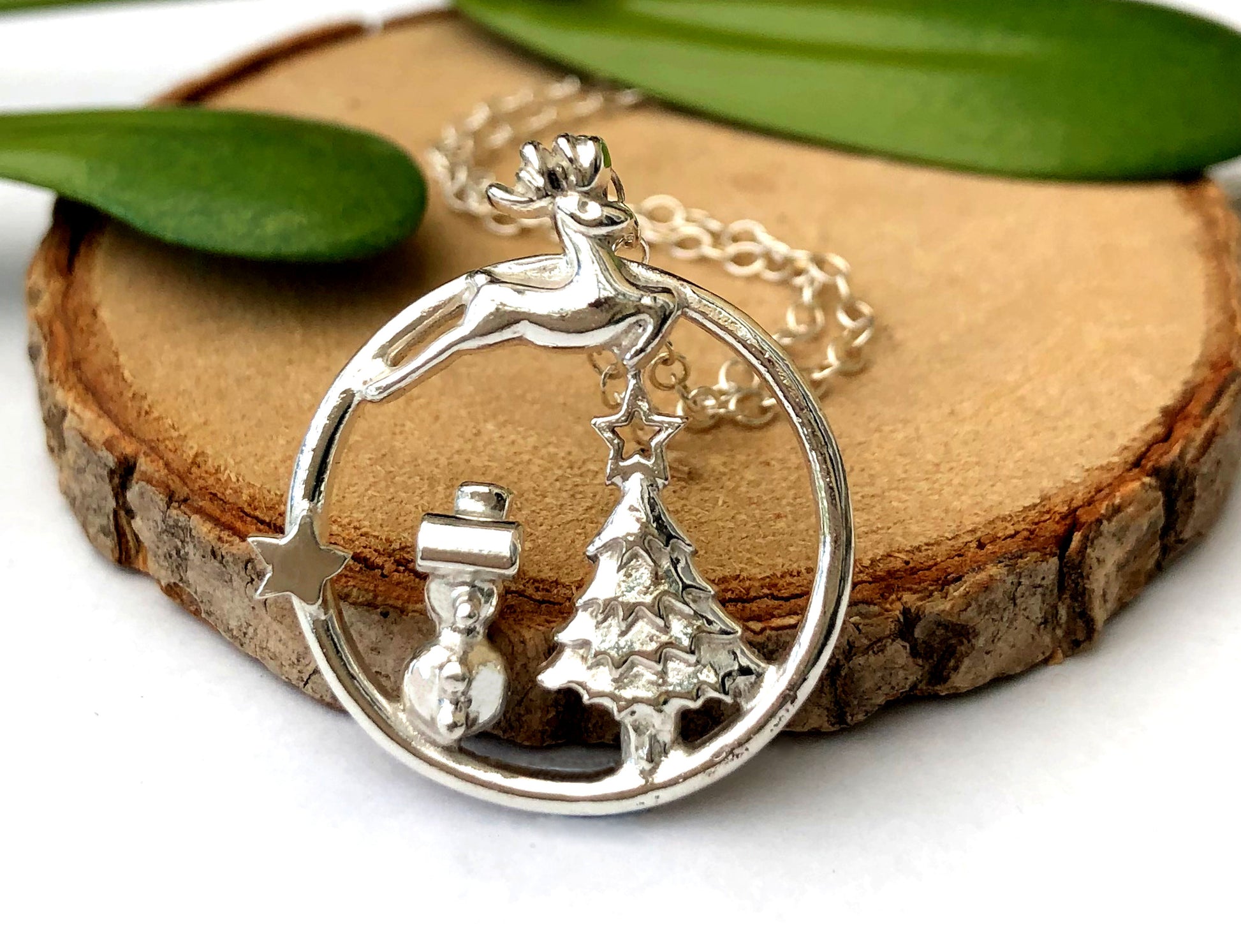 Christmas winter scenery charm necklace
