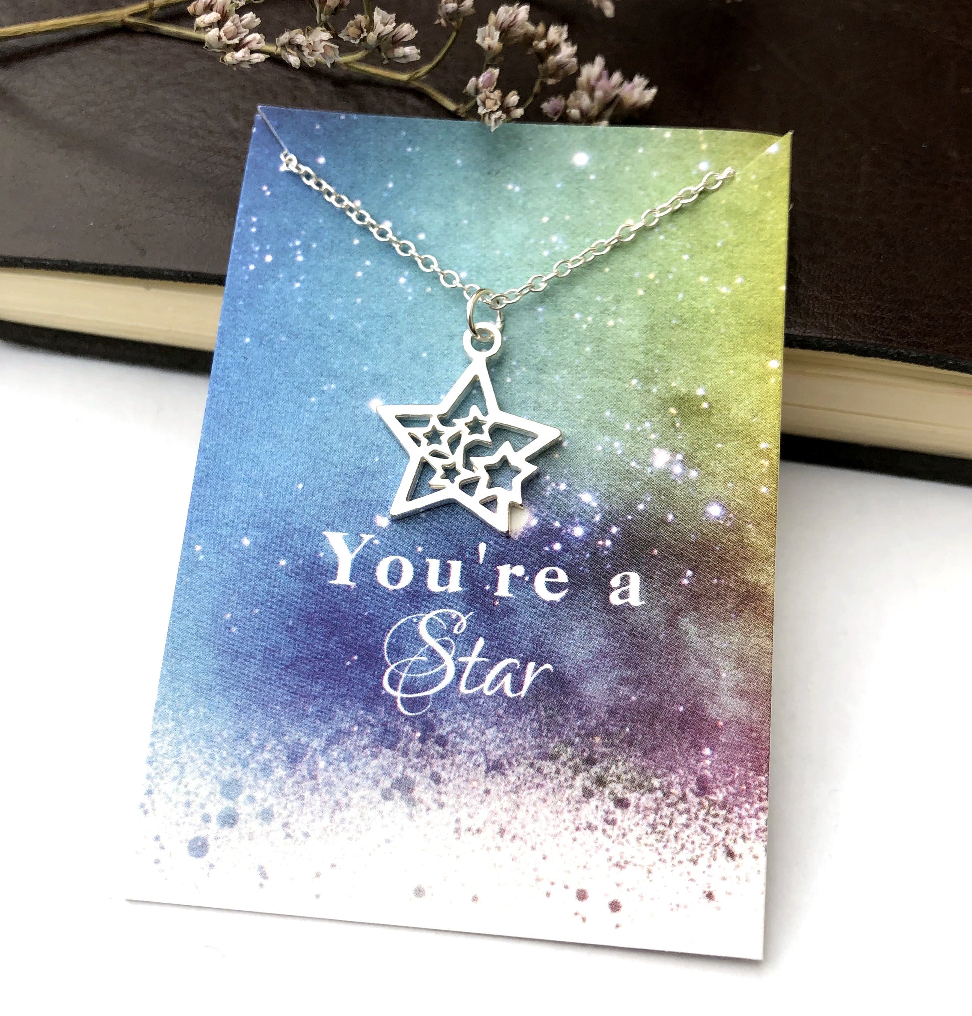 sterling silver star charm bracelet with you are a star gift card 