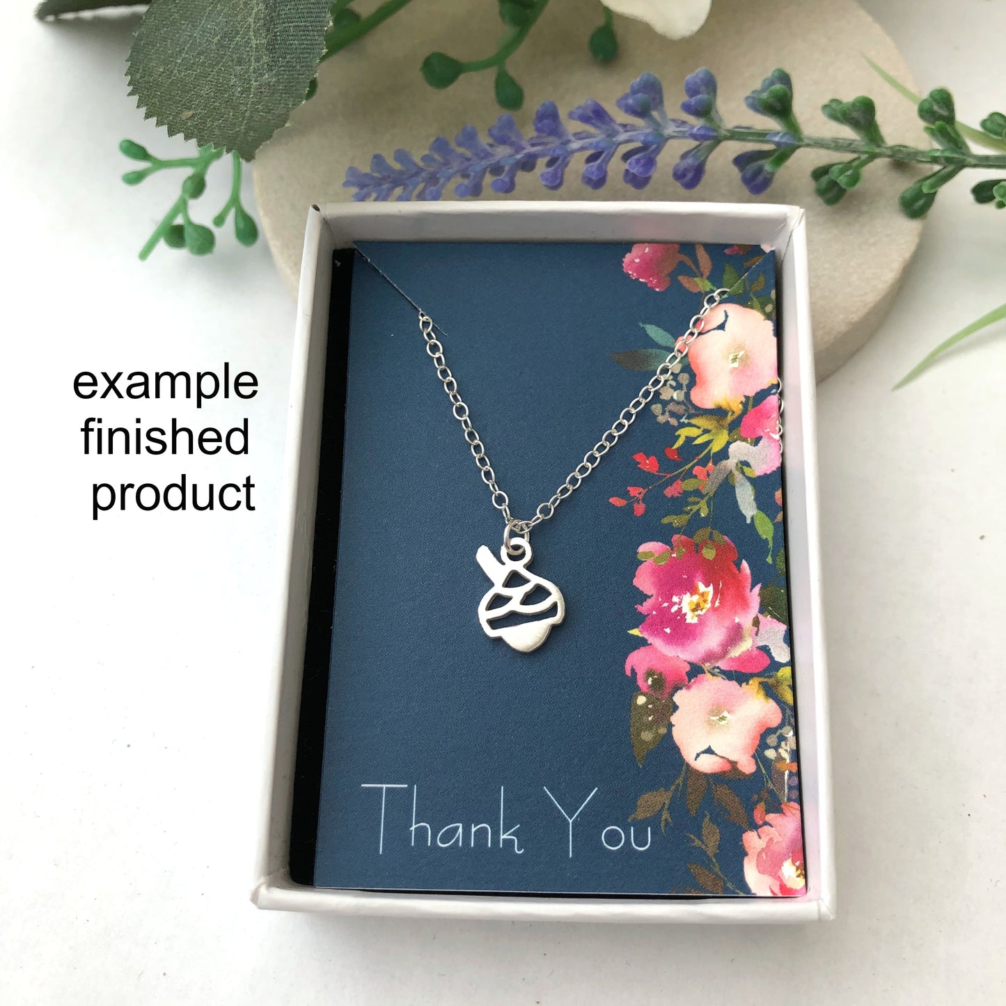 Double Lily Charm Necklace, Sterling Silver Flower Drop Pendant