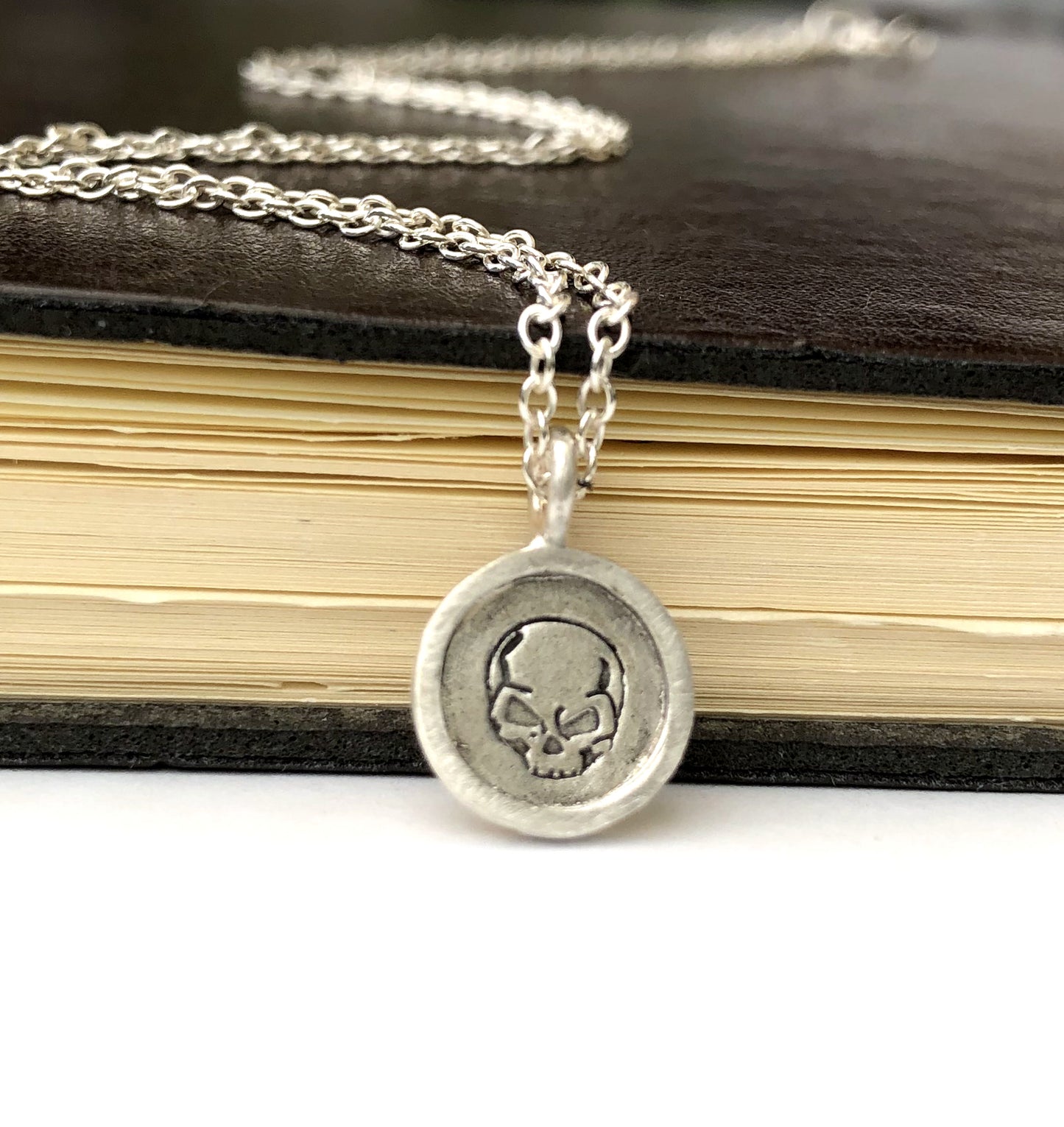 Sterling Silver Angry Skull Necklace, Mini Ghost Charm Pendant
