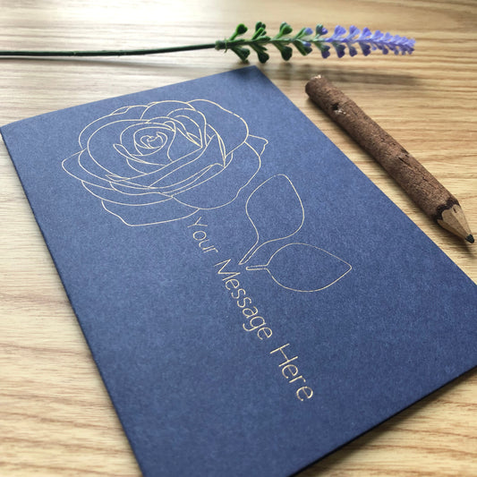 personalised gold foil rose flower card