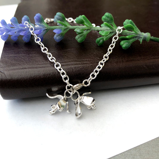 sterling silver double lily flower bracelet 
