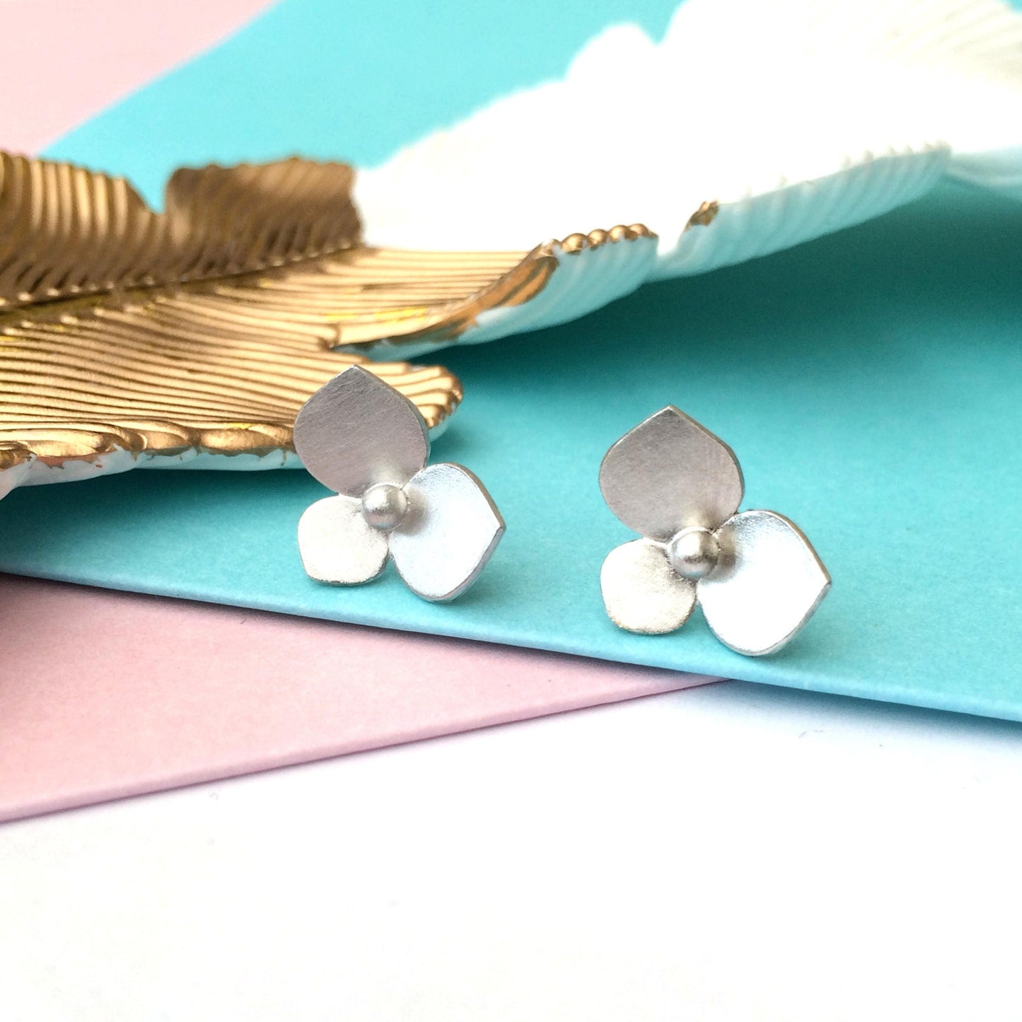 Sterling Silver Hydrangea Flower Earrings