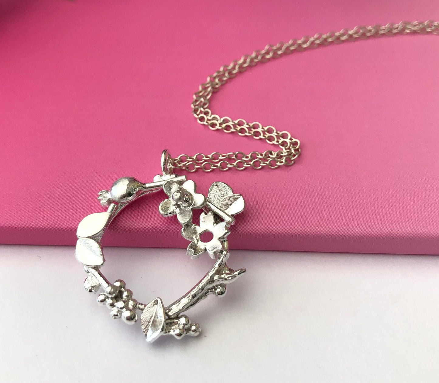sterling silver flower wreath necklace 