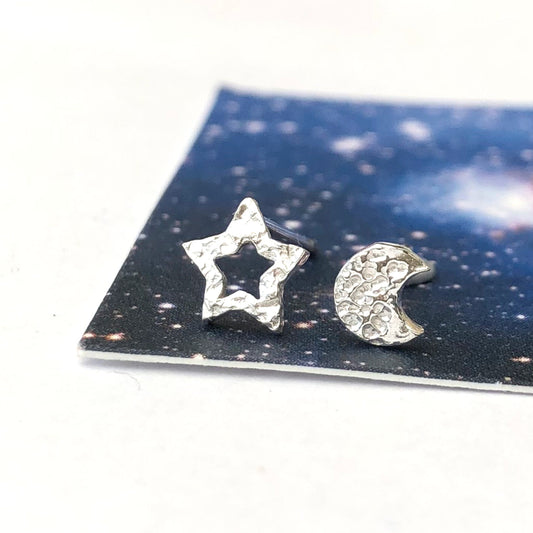 mismatched star and moon earrings