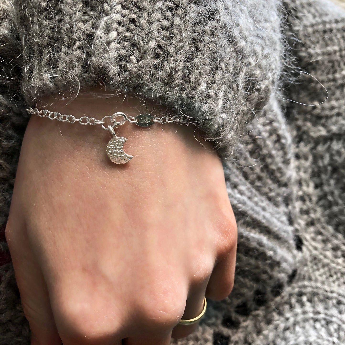 Sterling Silver Half Moon Charm Bracelet