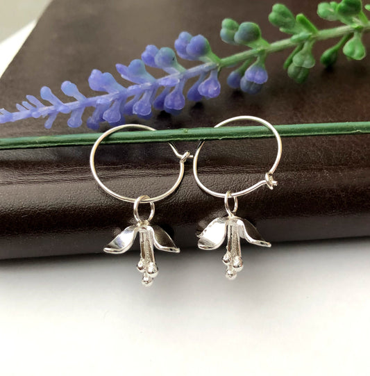 sterling silver lily hoop earrings