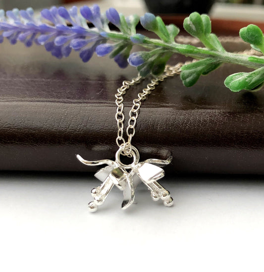 sterling silver double lily charm necklace 