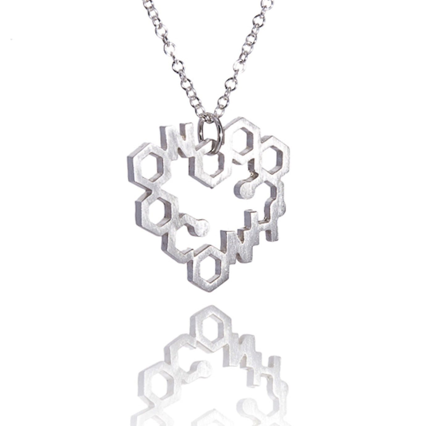 sterling silver heart molecule charm necklace 