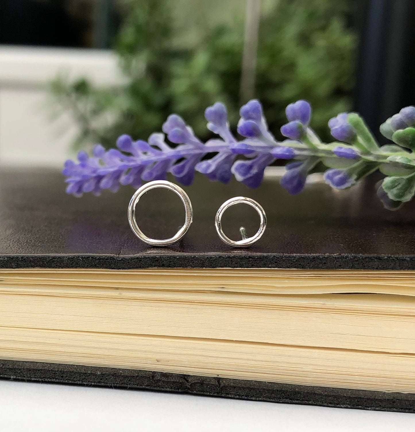 Sterling Silver Mismatched Circle Earrings, Open Circle Stud, Geometric Jewellery, Big And Small Circle Earrings