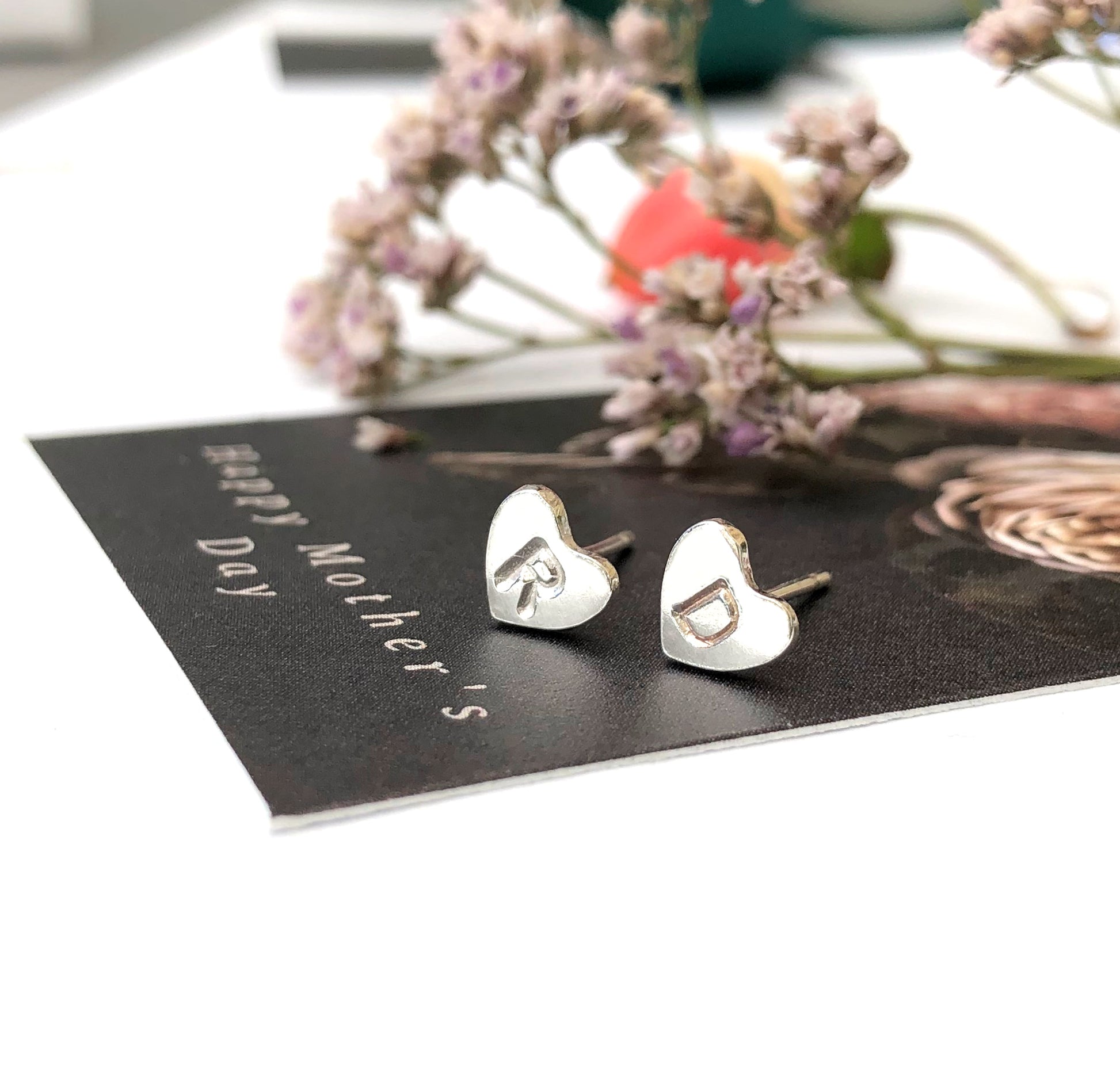 personalised initial heart earrings