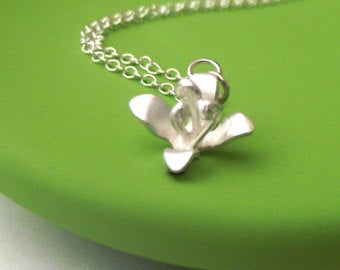 Sterling Silver Mini Lily Necklace, Small Flower Pendant