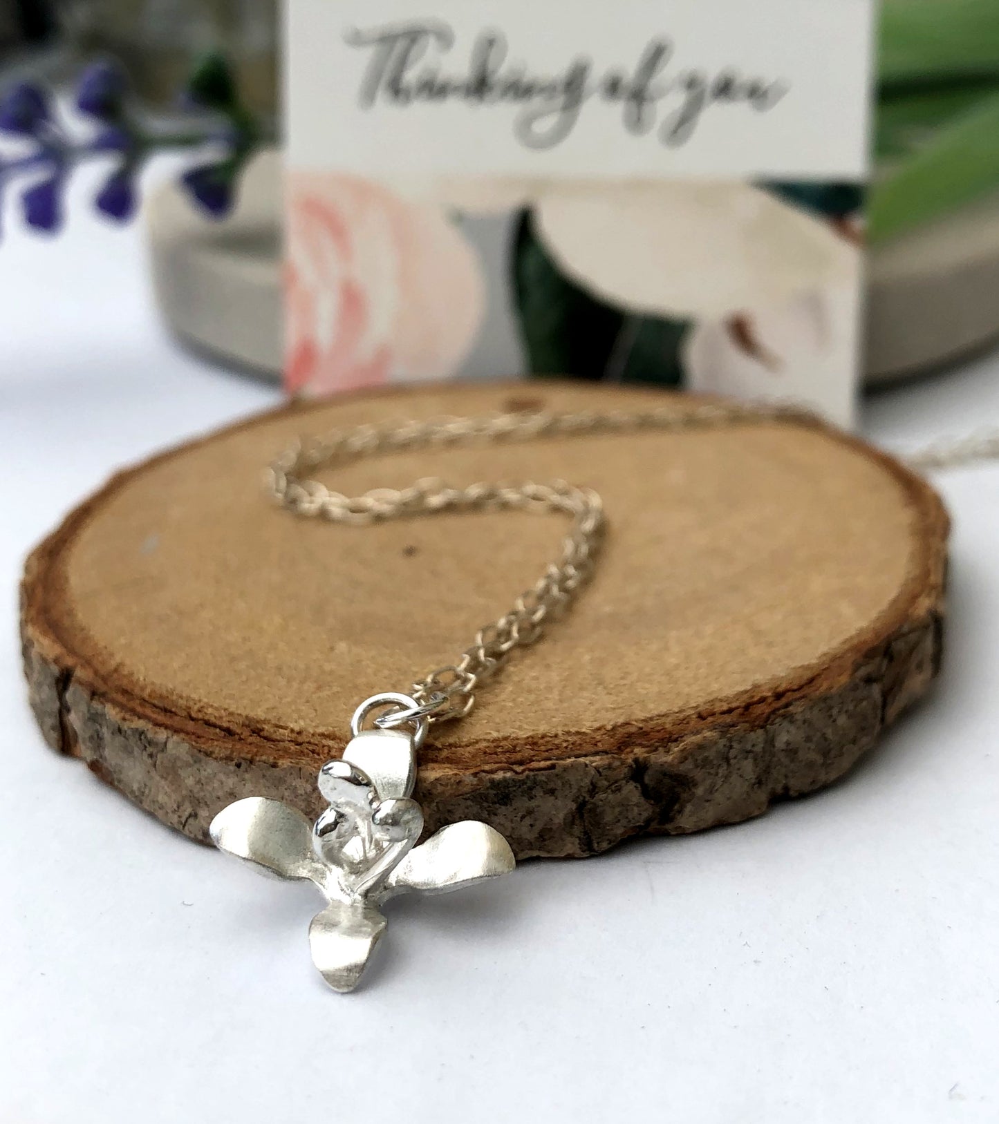 Sterling Silver Mini Lily Necklace, Small Flower Pendant