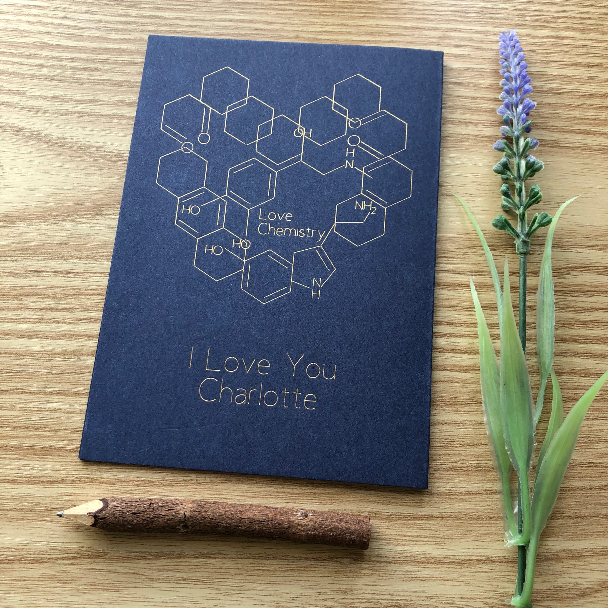 personalised gold foil boyfriend chemistry card for him