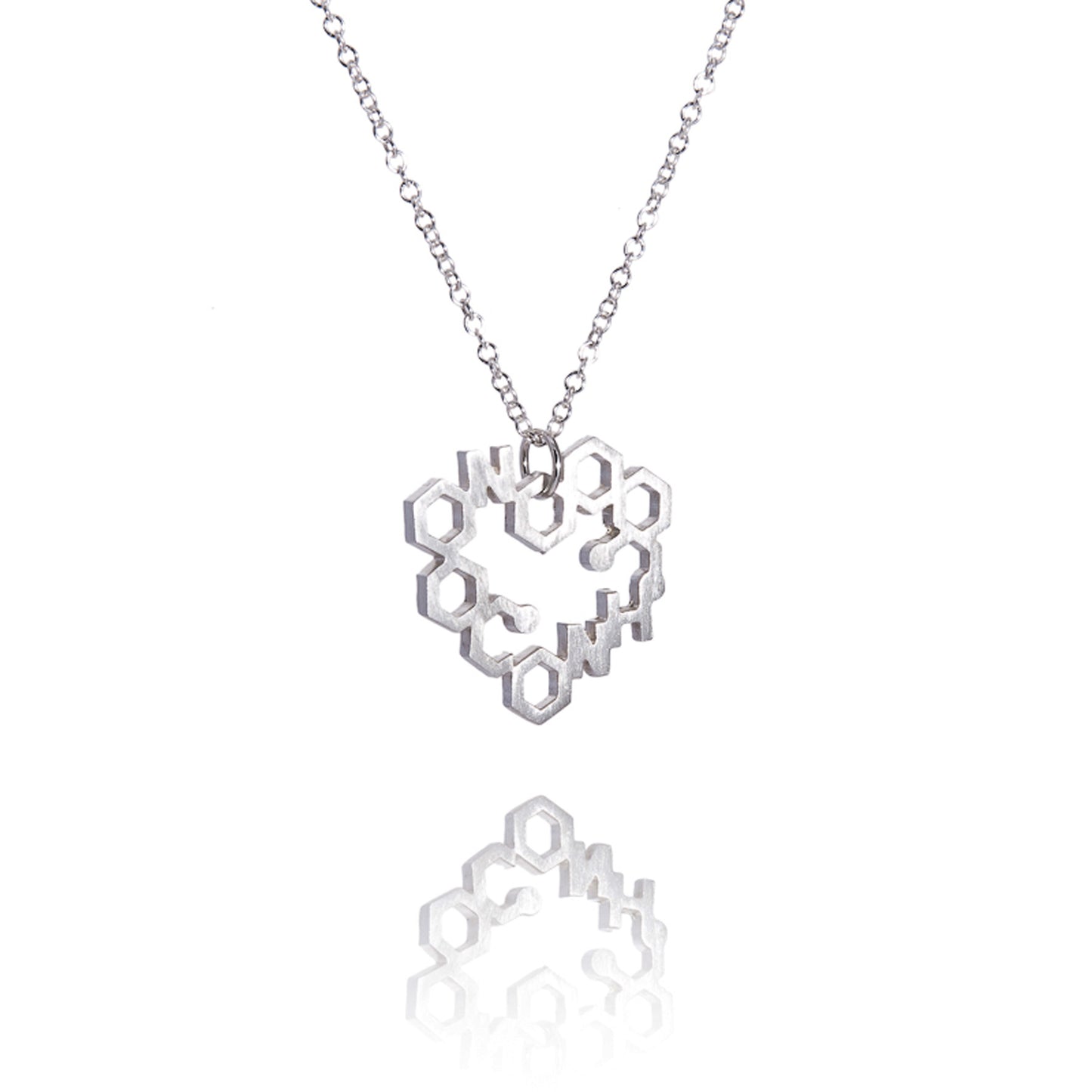 Sterling Silver Love Chemistry Geometric Heart Necklace