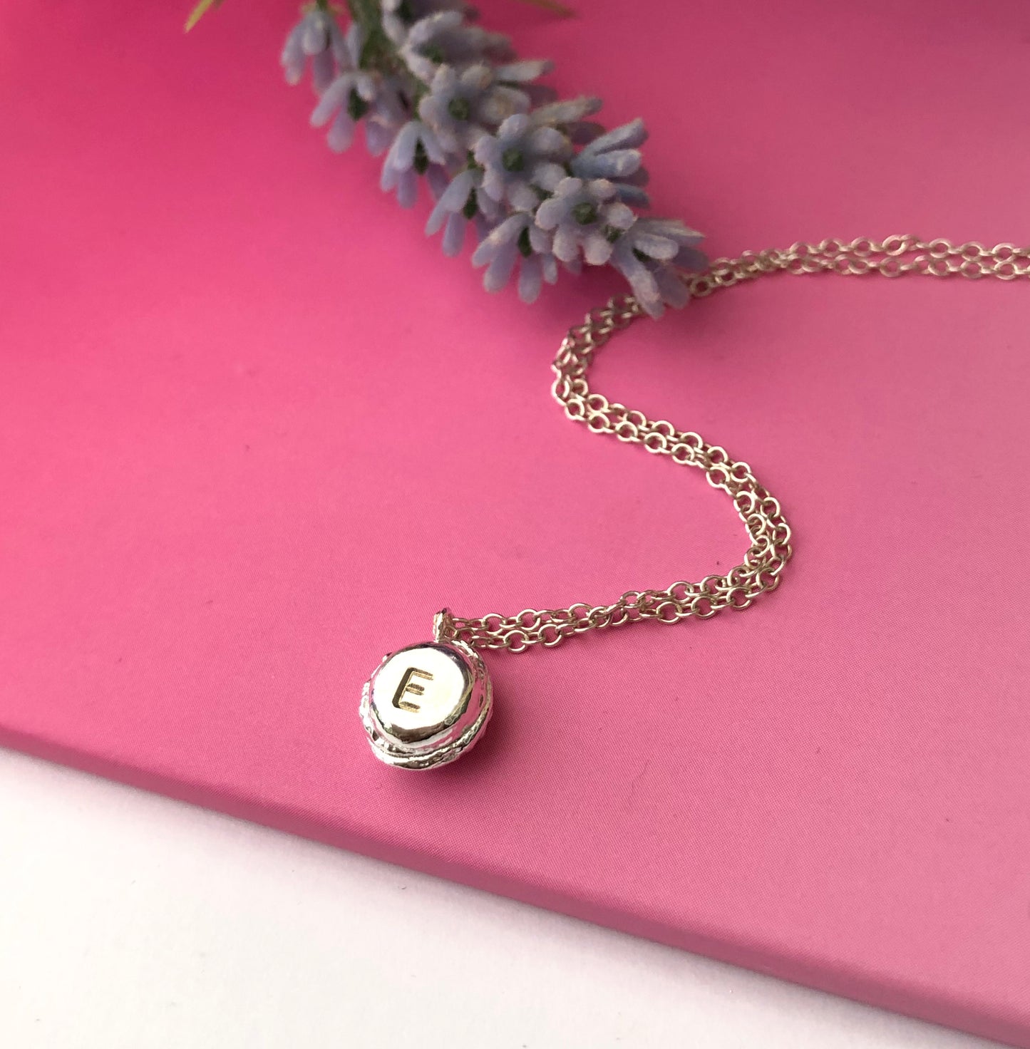 Sterling silver Initial Mini Macaron Necklace