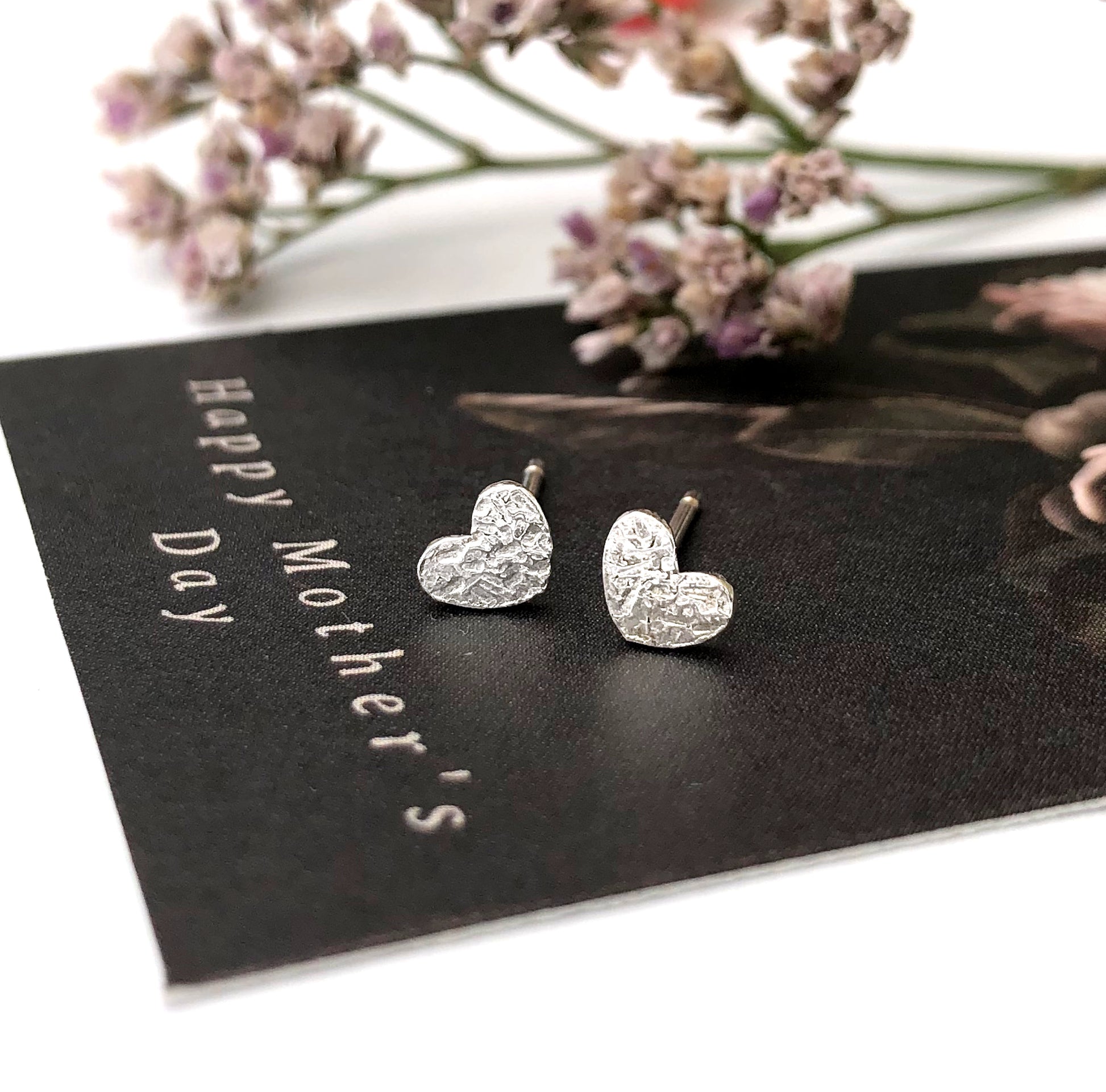 heart earrings with gift card 