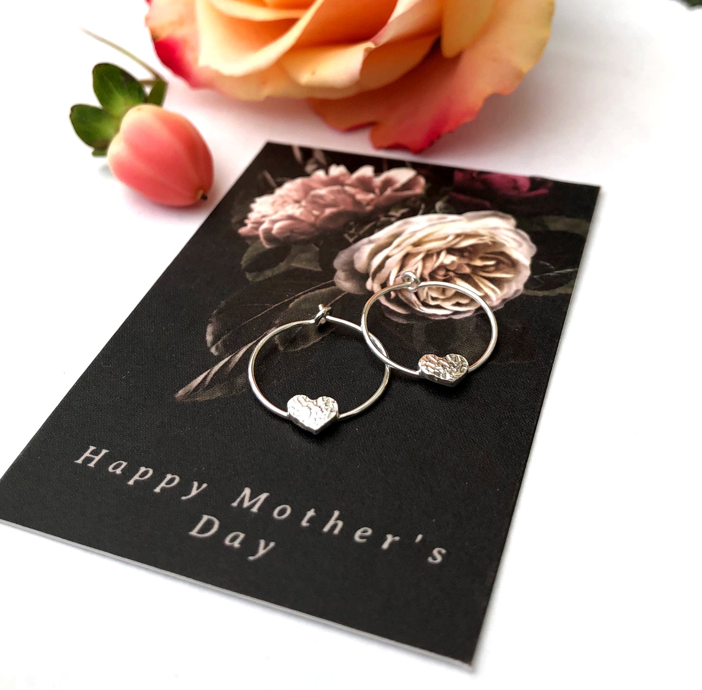 Sterling Silver Small Heart Hoop Earrings