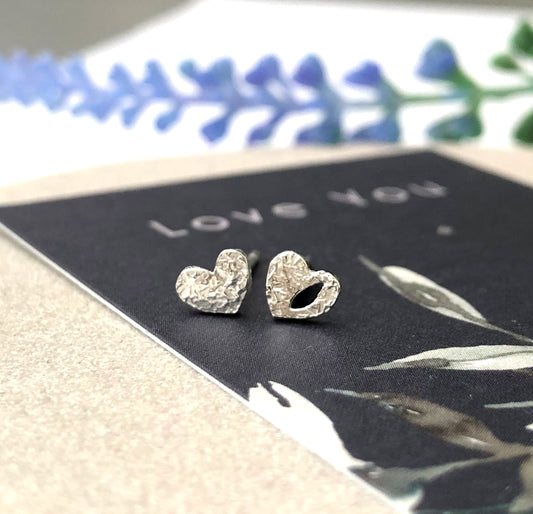 sterling silver mismatched heart earrings on love you card