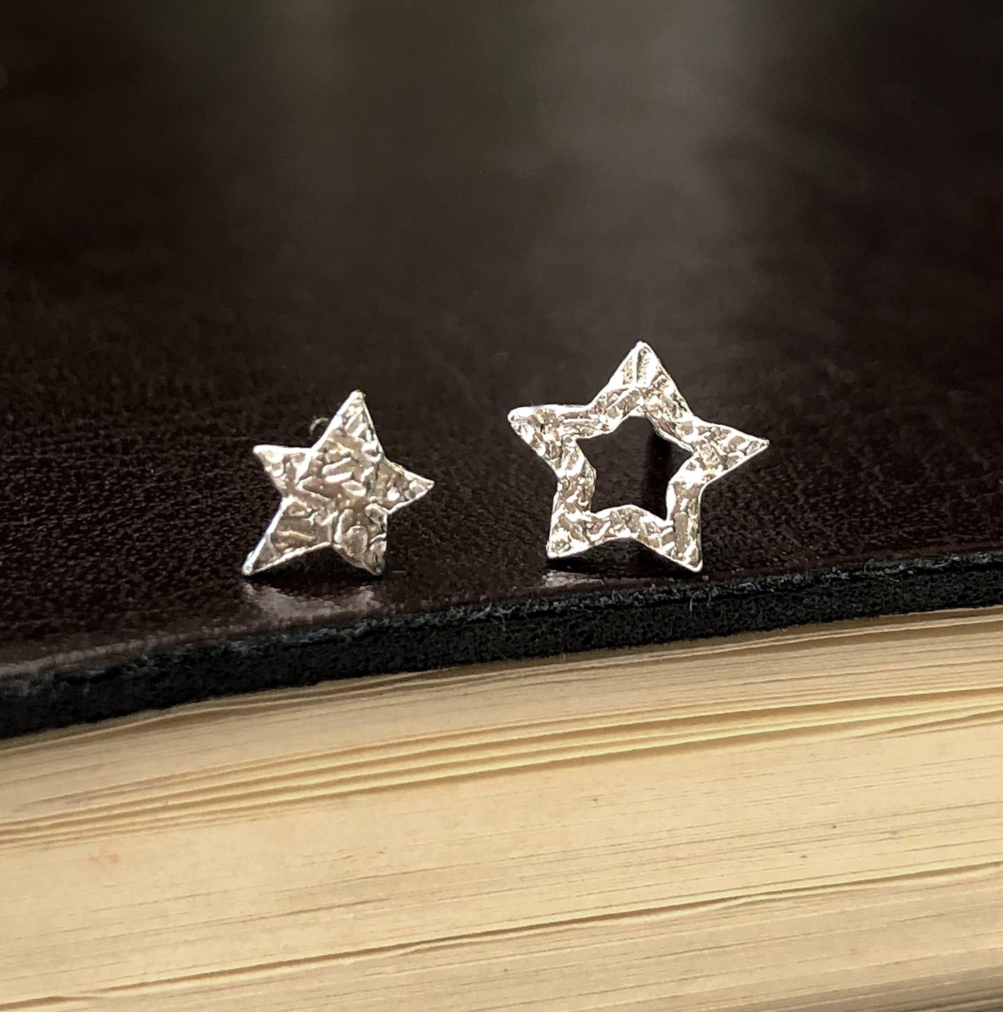 Mini Rock Star Earrings, Sterling Silver Mismatched Star Stud, Asymmetric Earrings