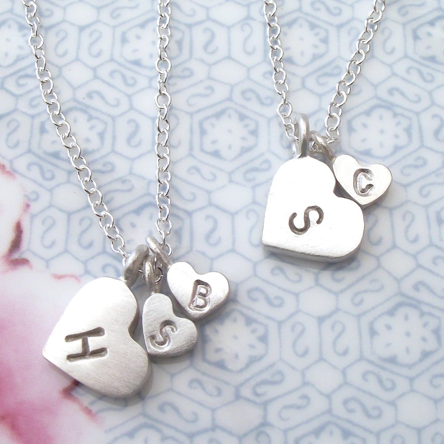 big and small initial heart necklace 