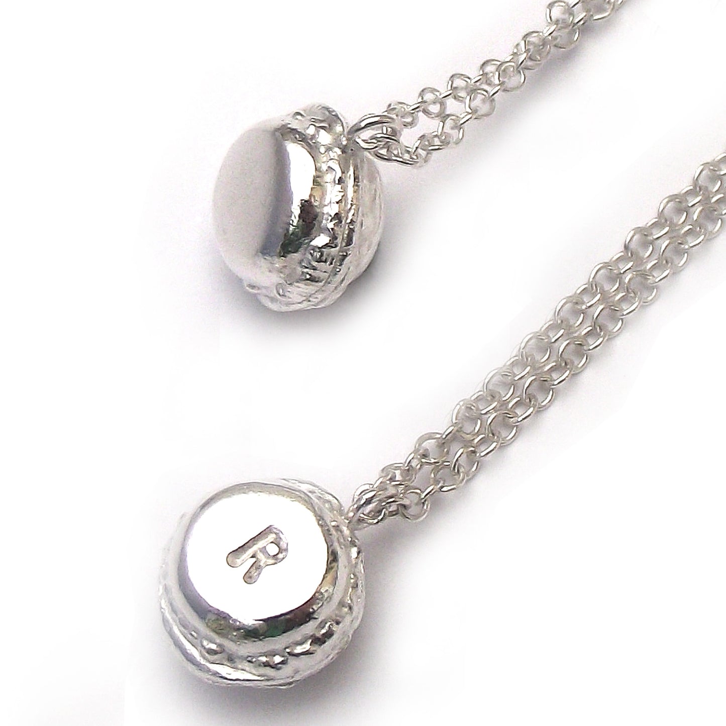 Sterling silver Initial Mini Macaron Necklace