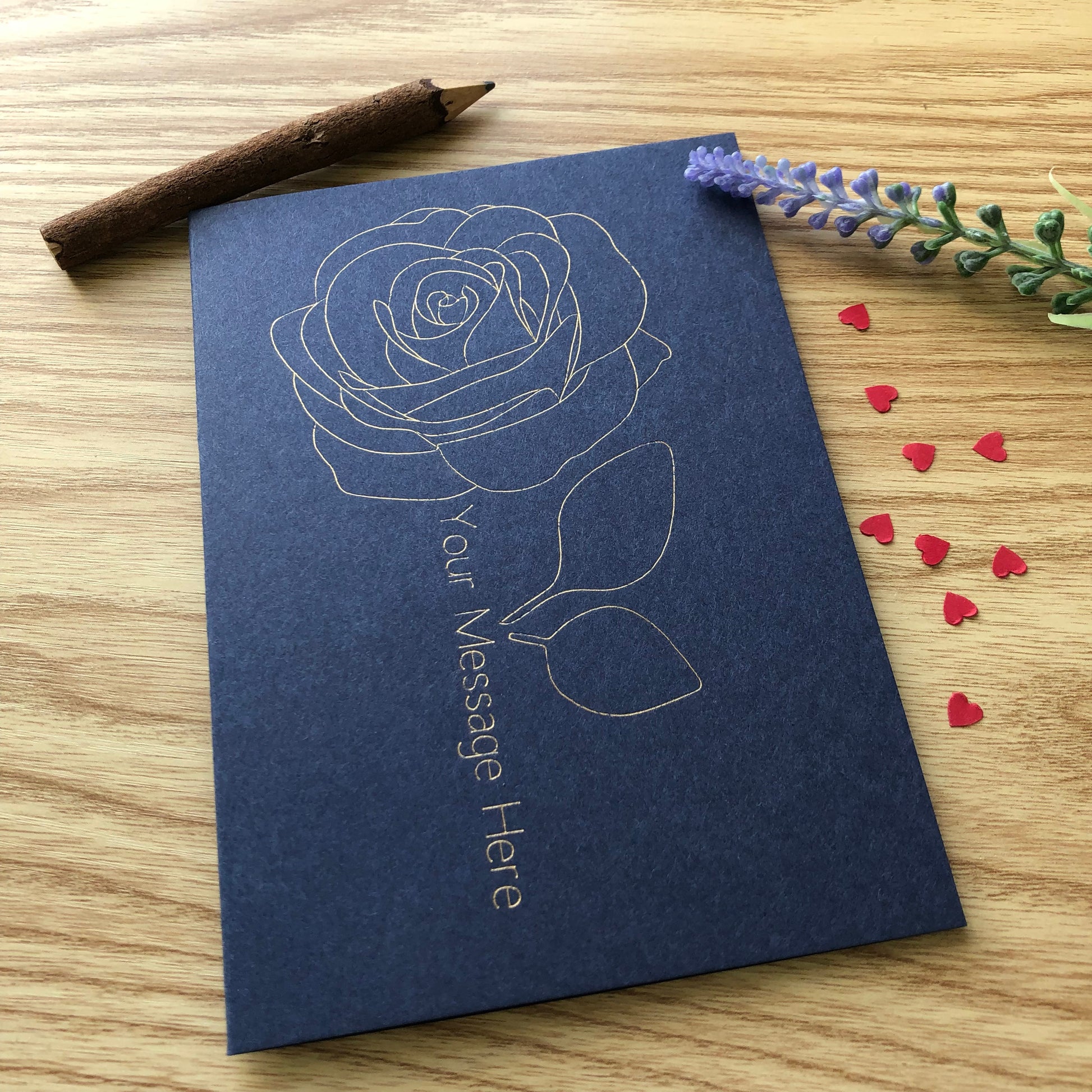 personalised blue rose gold foil card for girlfriend
