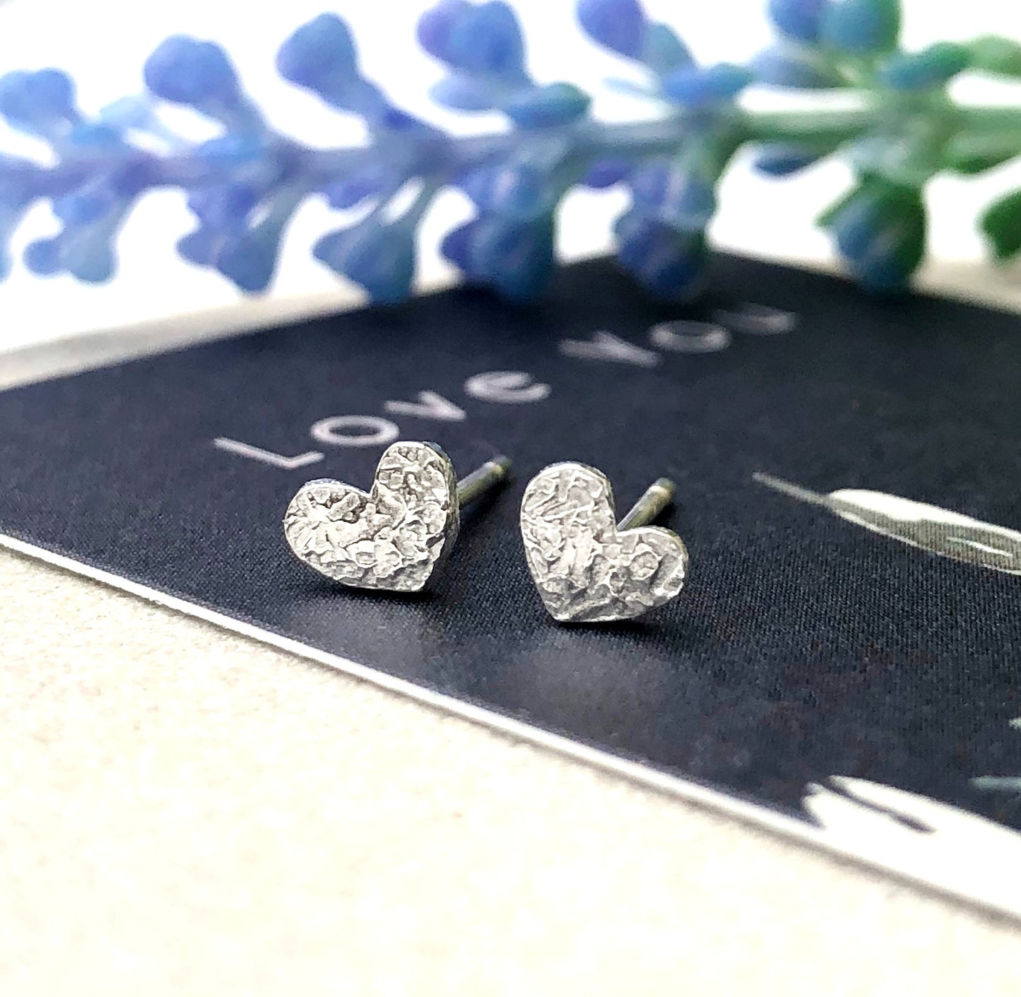 sterling silver heart earrings with gift card 