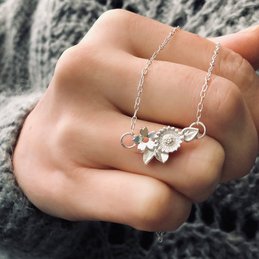 sterling silver wildflower necklace 